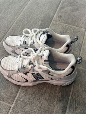 New Balance Kids White and Black Mesh Athletic Sneakers